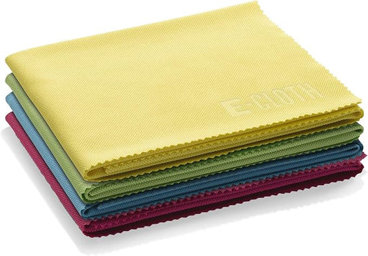E-Cloth Glass & Polishing Cloth - Microfiber Cleaning Towel Cloth for Windows, Cars, Mirrors, Eyeglasses, & More, Streak Free Clean, Reusable & Machine Washable - Assorted Colors (4 Pack)