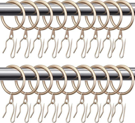 Qunclay 100 Set 1.26 Inch Metal Curtain Rings with Eyelets Curtain Hooks for Drapes and Metal Drapery Pin Drapery Hooks for Window Door Shower Bathroom Rings (Champagne) - ModernBath