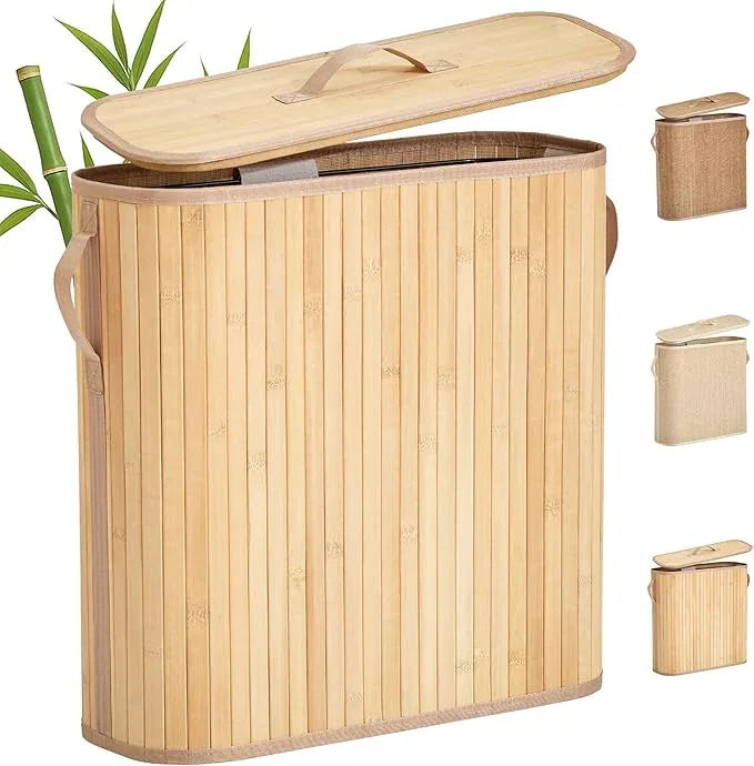 Bamboo Toilet Paper Storage Basket with Lid & Handle - 32L Large Capacity Handwoven Bathroom Organizer for 16 Rolls - Sturdy Stand Holder for Toilet Paper Organization, Natural - ModernBath