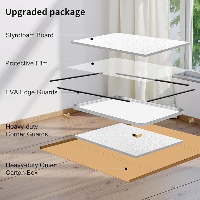 FORBATH 48x40 Inch Large Bathroom Mirror, Brushed Silver Deep Frame Wall Mirror with Rounded Corners, Anti-Rust Tempered Glass for Modern Farmhouse Vanity (Horizontal/Vertical) - ModernBath