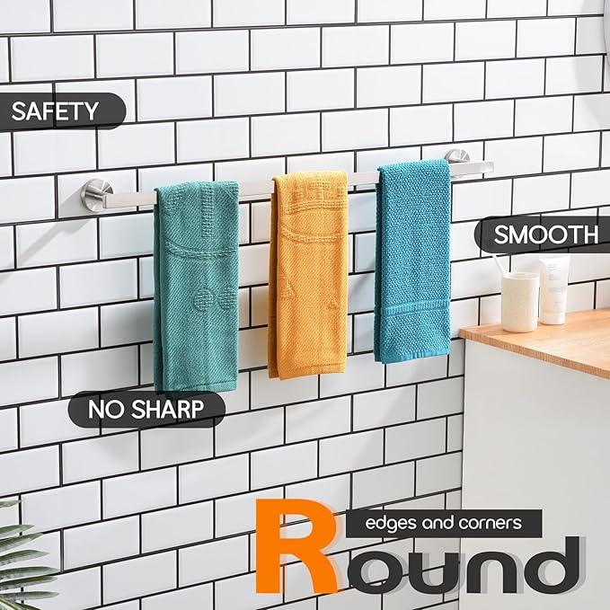 32 Inch Bathroom Towel Bar Bath Towel Rack Kitchen Towel Holder Long Towel Rails Wall Mounted SUS304 Stainless Steel Brushed Nickel AN4001BR-L32 - ModernBath
