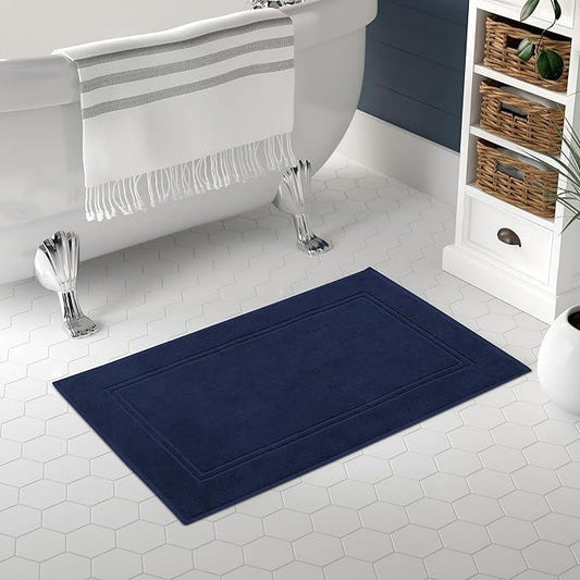 Tens Towels Pack of 2 Bath Mats 100% Cotton, 20 x 32 Inches, Super Absorbent, Hotel Quality Premium Floor Towels, Luxurious, Soft & Quick Dry, Not a Bathroom Rug, Navy - ModernBath