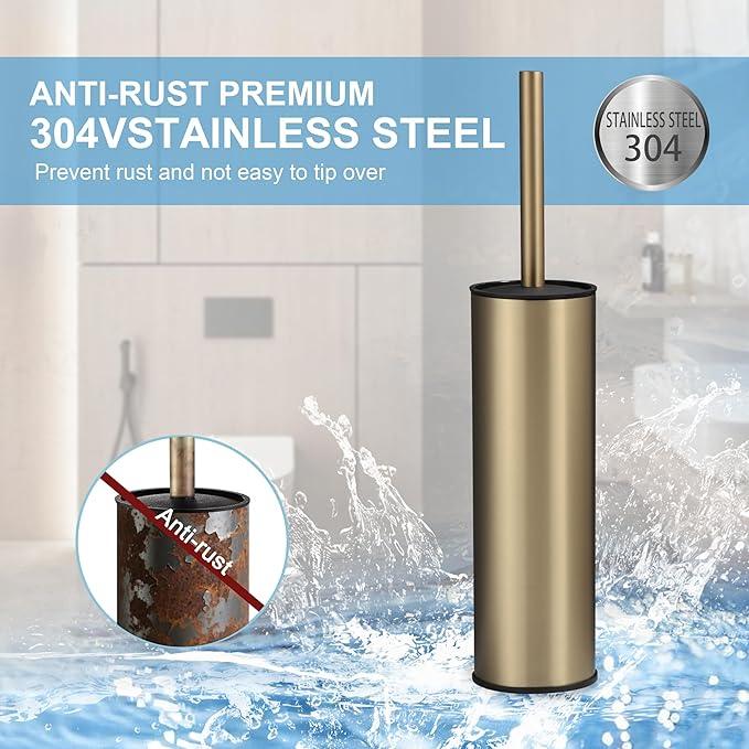 BGL Brushed Gold Toilet Brush and Holder,Stainless Steel Toilet Brushes for Bathroom with Holder - ModernBath