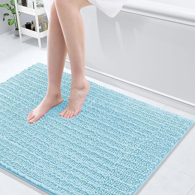Arotive Luxury Chenille Bathroom Rug Mat, Extra Soft Thick Absorbent Shaggy Bath Rugs, Non-Slip Machine Wash Dry, Plush Bath Mats for Bathroom, Shower and Tub, 40x32, Blue - ModernBath