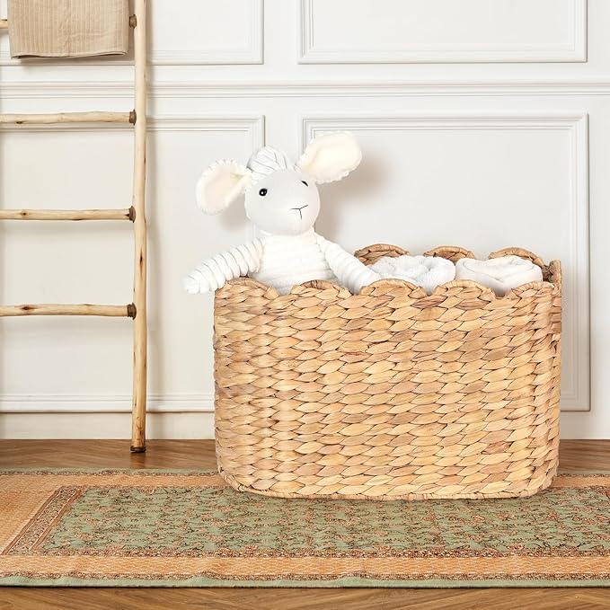 Toilet Paper Storage Baskets, Scalloped Water Hyacinth Baskets , Wicker Scalloped Basket for Storage, Toilet Papers Holder Wicker Basket, Toilets Paper Organizer, Bathroom Accessories Organizer... - ModernBath