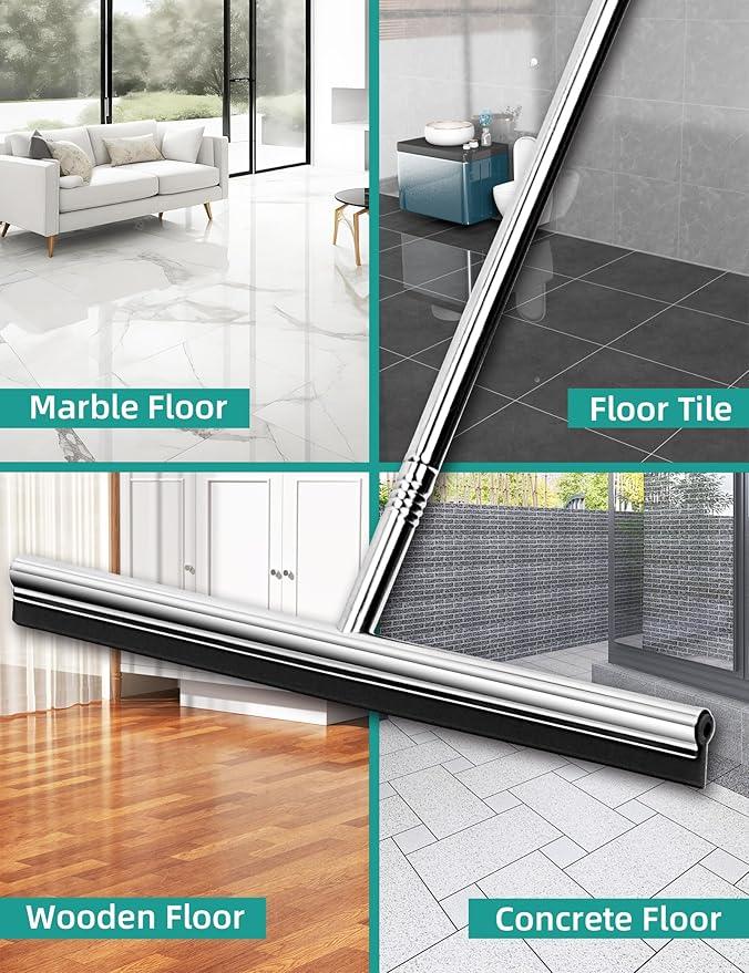 YOUNITA Floor Squeegee Scrubber 59" Long Stainless Steel Handle with 10" Wide Silicon Rubber Blade for Floor Washing and Drying Shower Glass, Garage, Windows, Marble, Wood Surfaces - ModernBath