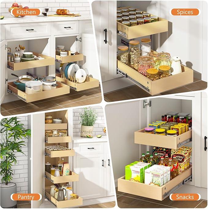 WelFurGeer 2-Tier Pull Out Cabinet Organizer with Soft Close Slides, Pull Out Drawers for Cabinets, Heavy-Duty Slide Out Drawers for Kitchen Cabinets, Under Sink, Pantry & Bathroom - ModernBath