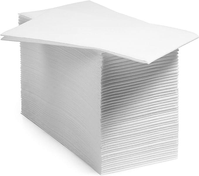 200 BloominGoods Disposable Bathroom Napkins | Single-Use Linen-Feel Guest Towels | Cloth-Like Hand Tissue Paper, White, 12" x 17", Made In USA - ModernBath