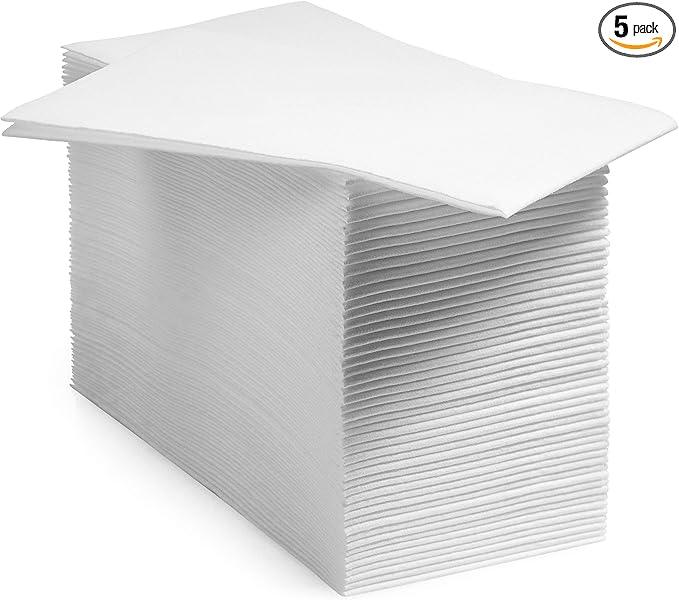 5000-Pack BloominGoods Disposable Bathroom Napkins | Linen-Feel Guest Towels | Cloth-Like Hand Tissue Paper, White, 12" x 17" - ModernBath