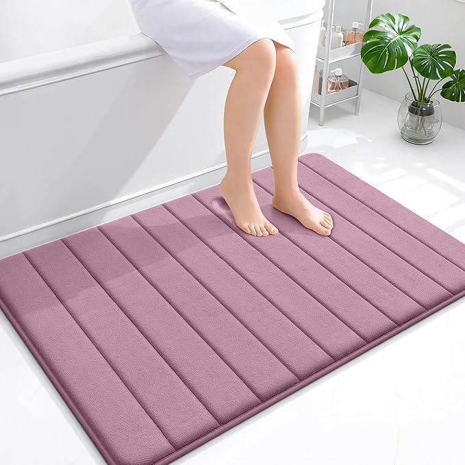 OLANLY Memory Foam Bath Mat 44x32, Super Soft Absorbent Bathroom Rugs, Quick Dry, Machine Washable Shower Floor Rugs, Bathmat Carpet, Bathroom Home Decor Accessories, Deep Plum - ModernBath