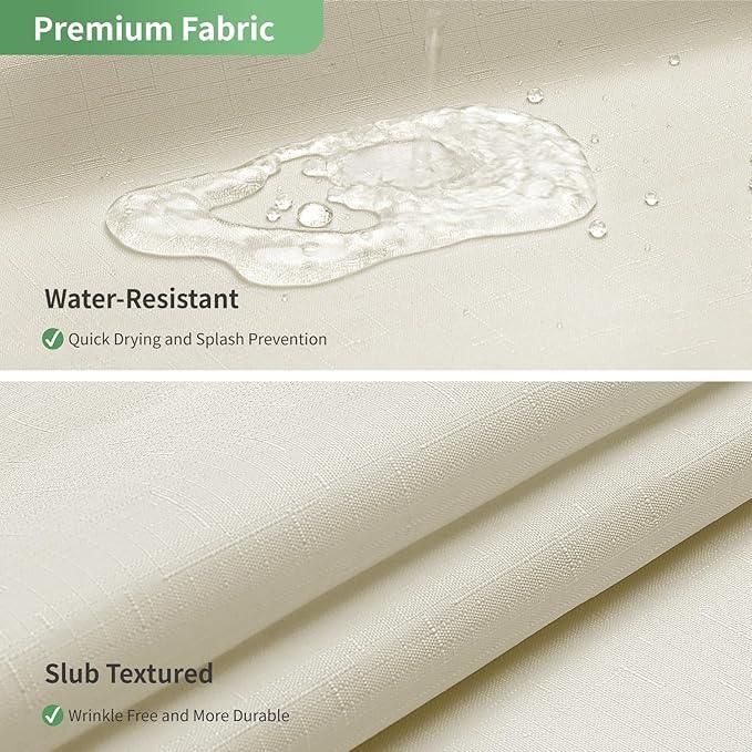 eachope Cream Long No Hook Shower Curtain with Snap-in Fabric Liner Set,Slub Textured Fabric Shower Curtains for Bathroom,Hotel Style Modern Shower Curtain,Water Repellent & Washable,71x80(78) - ModernBath
