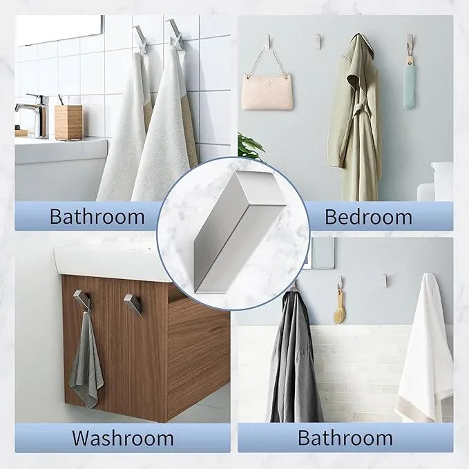 NINETREX Towel Hooks Brushed Nickel Stainless Steel 4 Pack Heavy Duty Modern Wall Hooks Silver Robe Hook for Bathroom Livingroom Hotel Style Wall Mounted - ModernBath