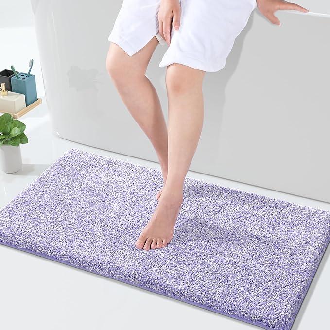 Yimobra Large Bathroom Rugs Non Slip Washable, Soft Absorbent Microfiber Bath Mat,Dual-Tone Decor Rug with Rubber Backing for Bathroom Floor,Tub and Shower,36x24,Home Essentials,Purple and White - ModernBath