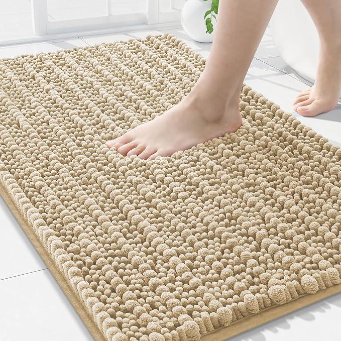 Arotive Luxury Chenille Bathroom Rug Mat, Extra Soft Thick Absorbent Shaggy Bath Rugs, Non-Slip Machine Wash Dry, Plush Bath Mats for Bathroom, Shower and Tub, 34x21, Beige - ModernBath