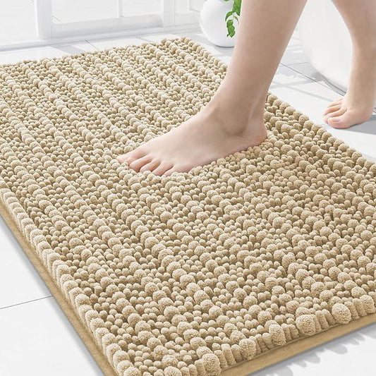 Arotive Luxury Chenille Bathroom Rug Mat, Extra Soft Thick Absorbent Shaggy Bath Rugs, Non-Slip Machine Wash Dry, Plush Bath Mats for Bathroom, Shower and Tub, 36x24, Beige - ModernBath