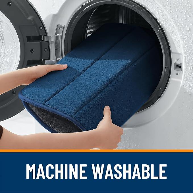 OLANLY Memory Foam Bath Mat 30x20, Super Soft Absorbent Bathroom Rugs, Quick Dry, Machine Washable Shower Floor Rugs, Bathmat Carpet, Bathroom Home Decor Accessories, Navy Blue - ModernBath