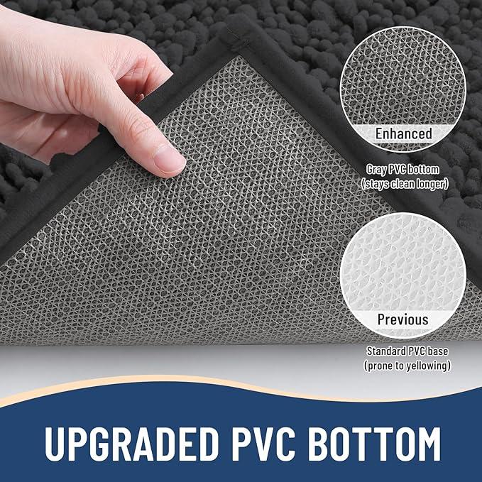 Arotive Luxury Chenille Bathroom Rug Mat, Extra Soft Thick Absorbent Shaggy Bath Rugs, Non-Slip Machine Wash Dry, Plush Bath Mats for Bathroom, Shower and Tub, 70x24, Dark Grey - ModernBath