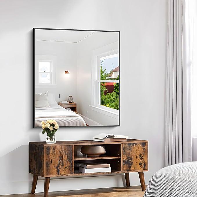 KOCUUY Bathroom Mirror 36"x40", Black Bathroom Mirrors for Over Sink, Shatterpoof Large Vanity Mirror, Metal Framed Black Wall Mirror for Bedroom Living Room and Entryway (Horizontal/Vertical) - ModernBath