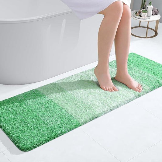 OLANLY Bathroom Runner Rugs 47x17, Extra Soft Absorbent Microfiber Bath Rugs, Rubber Backing, Quick Dry, Machine Washable Bath Mats for Bathroom Floor, Tub and Shower, Home Decor Accessories, Green - ModernBath