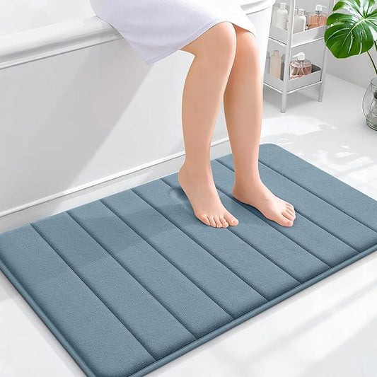 OLANLY Memory Foam Bath Mat 36x24, Super Soft Absorbent Bathroom Rugs, Quick Dry, Machine Washable Shower Floor Rugs, Bathmat Carpet, Bathroom Home Decor Accessories, Airy Blue - ModernBath