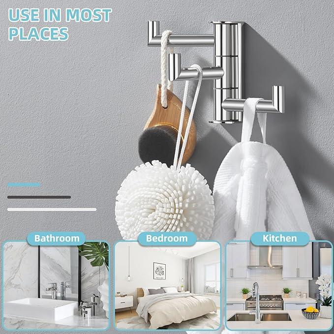 Angle Simple Towel Hook for Bathroom, SUS 304 Stainless Steel Foldable Robe Towel Holder, Wall Coat Hook, Polished Chrome - ModernBath