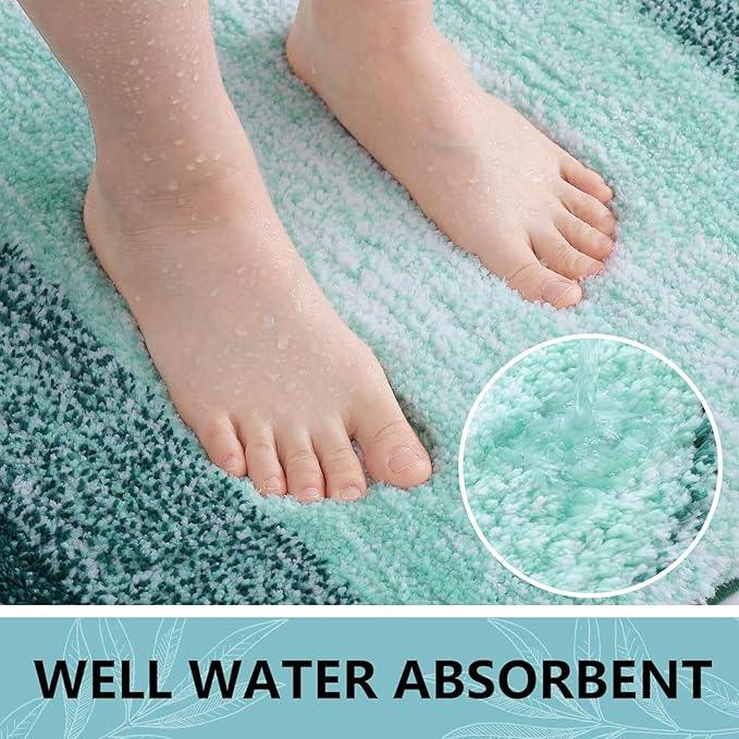 Arotive Microfiber Bathroom Rugs, Shaggy Soft and Absorbent Bath Rug, Non-Slip, Thick Plush Machine Washable Dry Bath Mats for Bathroom, Tub and Shower, 47x20, Dark Green, Rectangular - ModernBath
