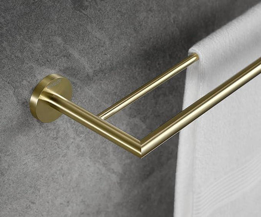 Double Towel Bar, Towel Racks for Bathroom, Double Rails Towel Holder 26 Inch, Brass Towel Shelf Wall Mounted, Double Towel Bar Brushed Gold, 077080-BG Leo Series - ModernBath