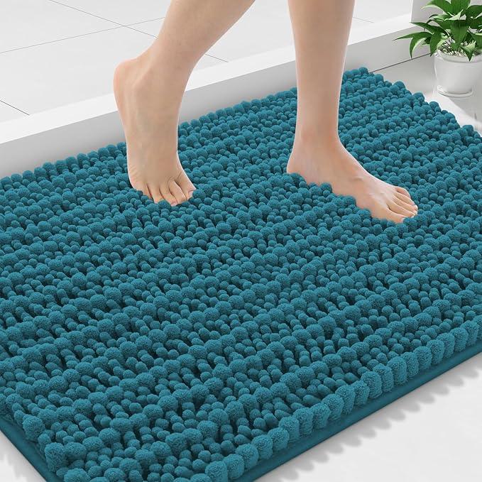 Smiry Bathroom Rugs Mat 36x24, Extra Soft Absorbent Chenille Bath Rugs, Non Slip Rubber Backing Machine Washable Quick Dry Bath Mats for Bathroom Floor, Tub, Shower, Home Decor Accessories, Lake Blue - ModernBath