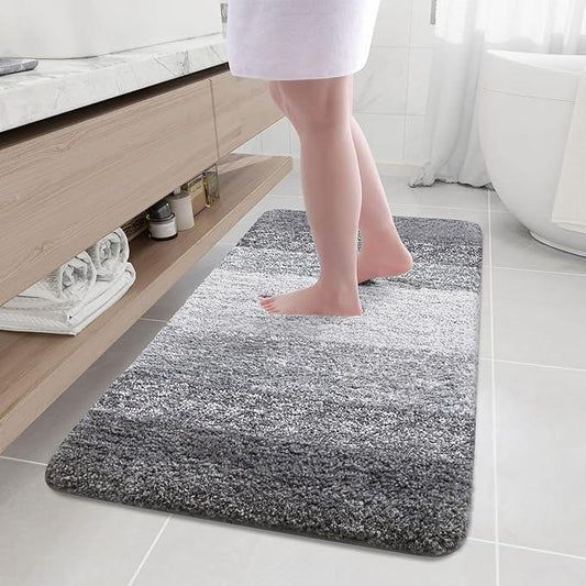 Arotive Microfiber Bathroom Rugs, Shaggy Soft and Absorbent Bath Rug, Non-Slip, Thick Plush Machine Washable Dry Bath Mats for Bathroom, Tub and Shower, 47x24, Grey, Rectangular - ModernBath