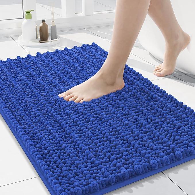 Arotive Luxury Chenille Bathroom Rug Mat, Extra Soft Thick Absorbent Shaggy Bath Rugs, Non-Slip Machine Wash Dry, Plush Bath Mats for Bathroom, Shower and Tub, 24x16, Dark Blue - ModernBath