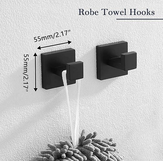 5-Pieces Matte Black Bathroom Hardware Accessories Set, SUS304 Stainless Steel Bath Towel Bar Set, Towel Racks for Bathroom Wall Mounted. - ModernBath