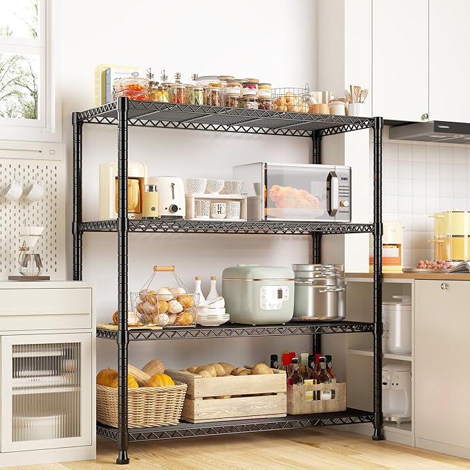 REIBII Wire Shelving Storage Shelves Metal Shelves Heavy Duty Shelving Adjustable Garage Storage Wire Shelf Pantry Shelves for Bedroom Kitchen Rack 35.5''W x 14''D x 59''H - ModernBath