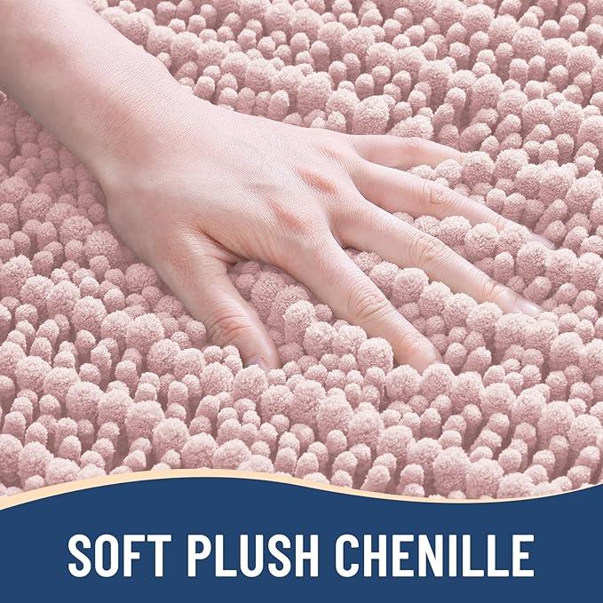 Arotive Luxury Chenille Bathroom Rug Mat, Extra Soft Thick Absorbent Shaggy Bath Rugs, Non-Slip Machine Wash Dry, Plush Bath Mats for Bathroom, Shower and Tub, 36x24, Dirty Pink - ModernBath