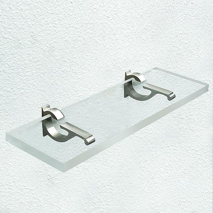 Clear Acrylic Shelves for Wall Storage, 6" W X 36" L, 3/4" Thick Wall Mounted Floating Shelves for Bedroom, Living Room, Bathroom, ‎Easy Installation with Screws and Brushed Nickel Brackets - ModernBath