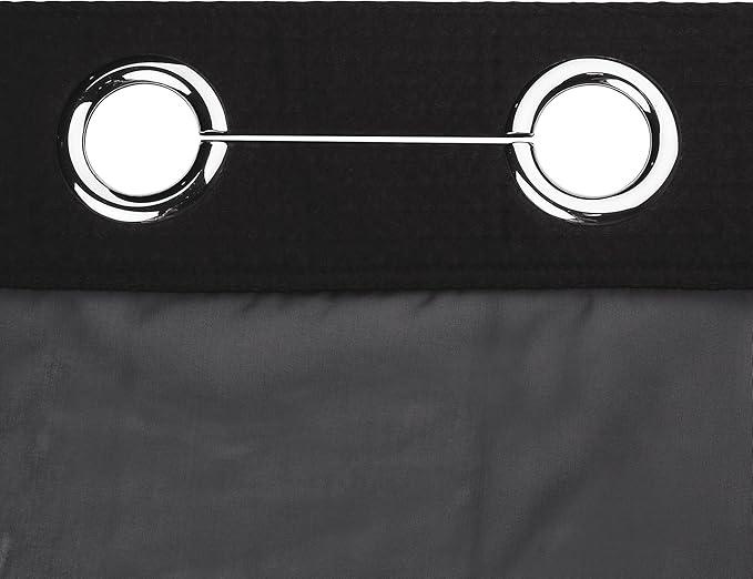 River Dream Black Fabric Shower Curtain Set, Cotton Blend, Waffle Weave, with Snap in Replacement Liner，54 x 80 inches - ModernBath