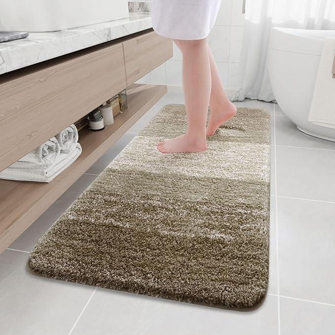 Arotive Microfiber Bathroom Rugs, Shaggy Soft and Absorbent Bath Rug, Non-Slip, Thick Plush Machine Washable Dry Bath Mats for Bathroom, Tub and Shower, 59x24, Coffee, Rectangular - ModernBath