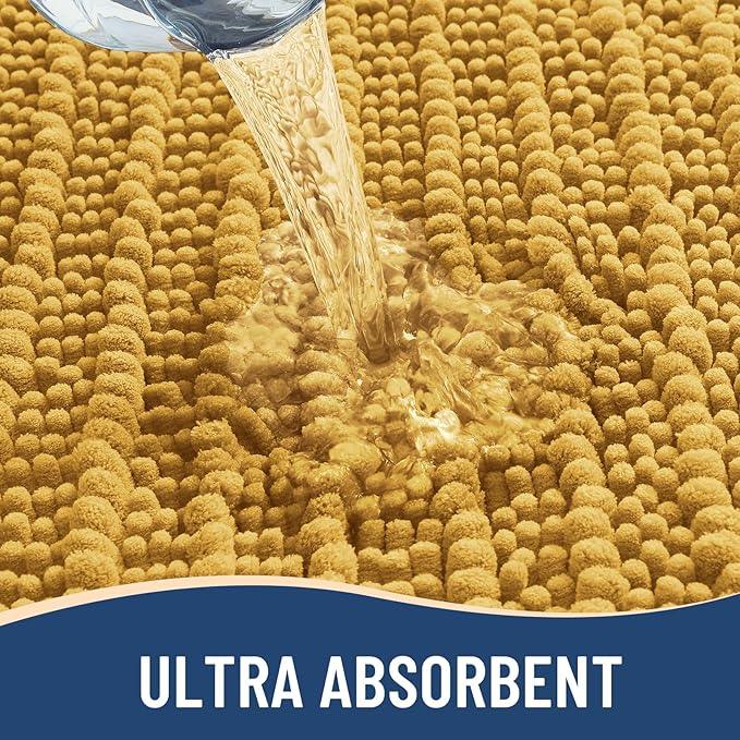 Arotive Luxury Chenille Bathroom Rug Mat, Extra Soft Thick Absorbent Shaggy Bath Rugs, Non-Slip Machine Wash Dry, Plush Bath Mats for Bathroom, Shower and Tub, 30x20, Golden Yellow - ModernBath
