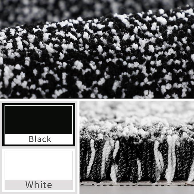Yimobra Bathroom Rugs Non Slip Washable Ultra Soft Absorbent Microfiber Bath Mat, Dual-Tone Decor Rug with Rubber Backing for Bathroom Floor, Tub and Shower,24x17,Home Essentials,Black and White - ModernBath