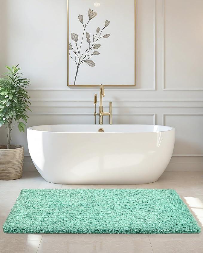 ILANGO Spa Blue Bathroom Rugs 70" × 24" Non Slip & Super Absorbent Thick Soft, Washable Bath Carpet Runner for Floor, Microfiber Plush Shaggy Bath Mats with Rubber for Bedroom Bathtub Shower Room - ModernBath