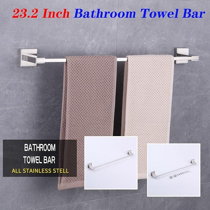 GERZWY 24 Inch Towel Bar Bathroom Wall Mounted Towel Rail, Stainless Steel Hand Towel Holder Brushed Finish JG1901A60-LS - ModernBath