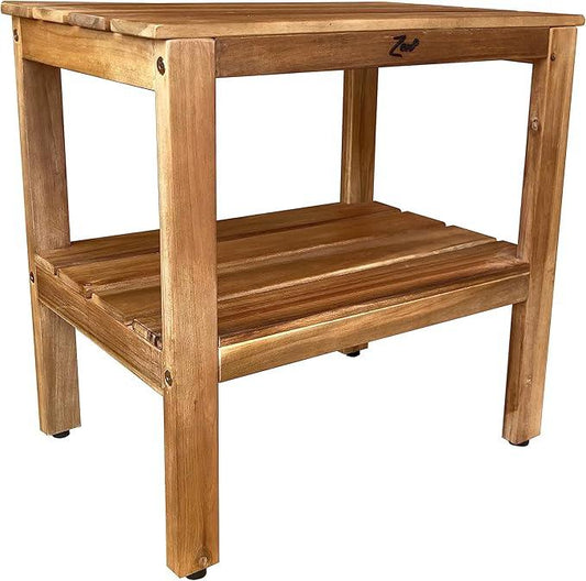 Zen 18" Acacia Solid Wood Waterproof Shower Bench, Stool, Seat, Seats, with Shelf- Easy Assembly - ModernBath