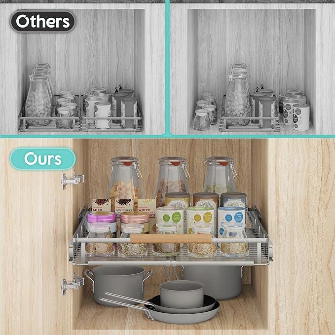 2Pack Expandable Pull Out Cabinet Organizer, Adjustable Width:23.2~39.9''W x 22.5''D Under Sink Organizer, Drawer Storage Shelves for Kitchen, Bathroom, Closet, Pantry, Cupboard, Pots, Pans - ModernBath