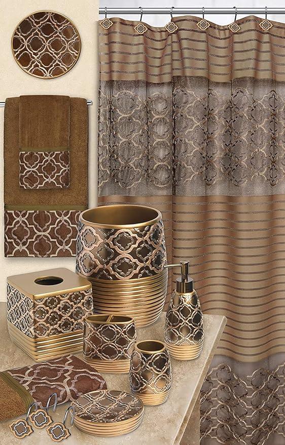 Zahari Home Spindle Modern Bathroom Towel Set - 3 Piece Bath, Hand, and Wash Towels - Classic Luxury Contemporary Decor - Beautiful Gold Unique Design Bath Ensemble - ModernBath