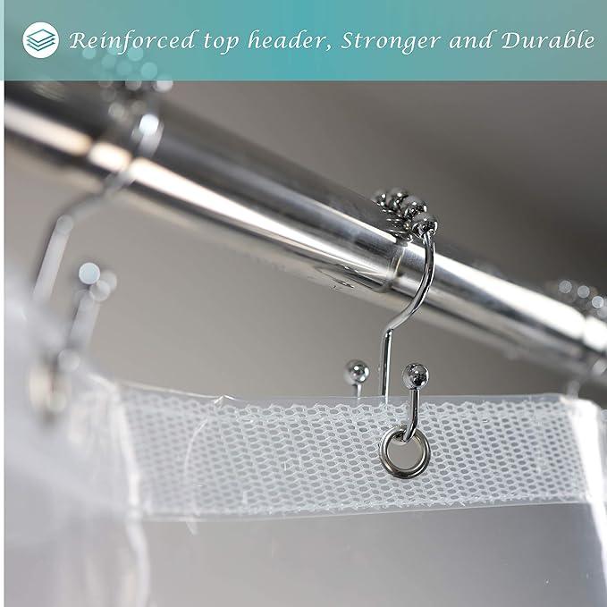Mrs Awesome 60x72 Shower Curtain Liner with 6 Magnets Clear PEVA, 10 Hole Thick Plastic Shower Curtain for Bathroom, Waterproof, 60 x 72 inches, Clear - ModernBath