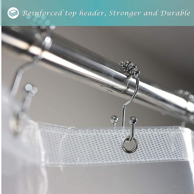 Mrs Awesome Shower Curtain Liner with 6 Magnets Clear Thick PEVA, Premium Waterproof Plastic Shower Curtain Standard Size 72 x 72 inch, Clear - ModernBath