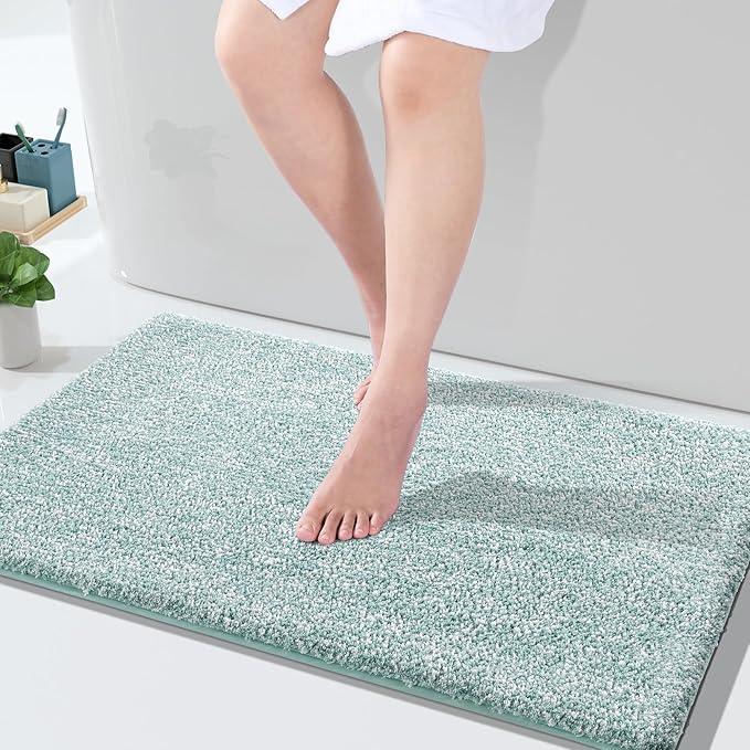 Yimobra Large Bathroom Rugs Non Slip Washable, Soft Absorbent Microfiber Bath Mat,Dual-Tone Decor Rug with Rubber Backing for Bathroom Floor,Tub and Shower,36x24,Home Essentials,Light Blue and White - ModernBath
