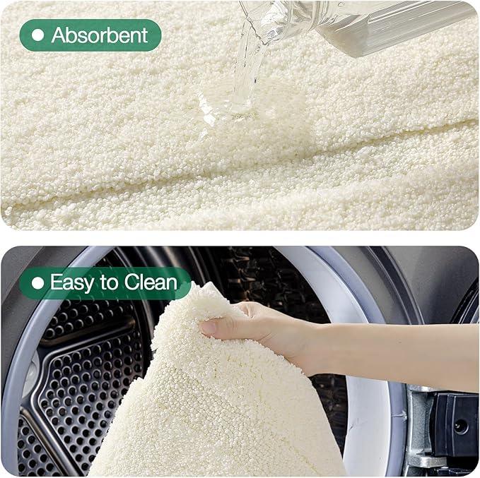 LUMI Ultra Soft Bathroom Rugs Non Slip with Rubber Backing, Absorbent Washable Bath Mat Quick Dry, Upgraded Premium Microfiber Plush Carpet for Bathtub and Shower Floor, Ivory White, 24x36 - ModernBath