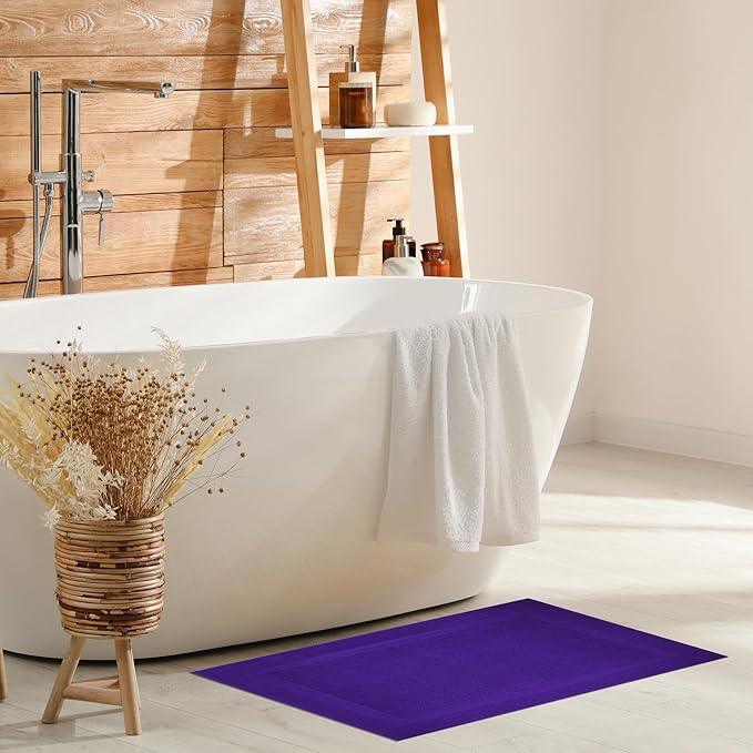 Infinitee Xclusives Premium Cotton Bath Mats for Bathroom – Pack of 2 | 34x22 Inches | Ultra Soft, Super Absorbent, Non-Slip, Machine Washable Mats (Profound Purple) [Not a Rug] - ModernBath