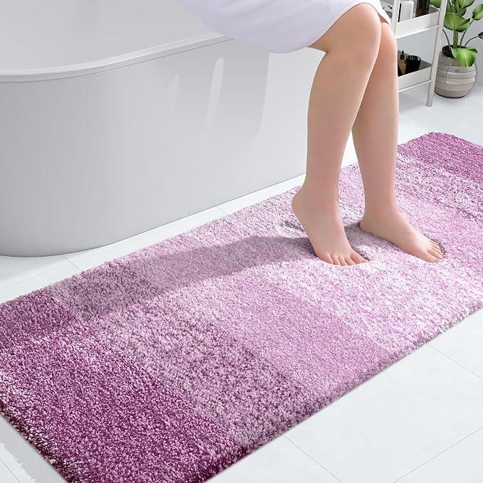 OLANLY Bathroom Runner Rugs 59x24, Extra Soft Absorbent Microfiber Bath Rugs, Rubber Backing, Quick Dry, Washable Bath Mats for Bathroom Floor, Tub and Shower, Home Decor Accessories, Pinkish-Purple - ModernBath