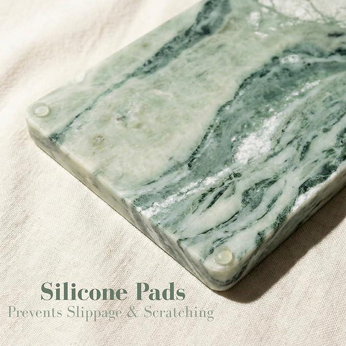 Green Marble Tray – 12" x 6.5" Decorative Vanity Tray for Bathroom, Countertop, Jewelry, Candles, Kitchen | Natural Stone Organizer for Makeup, Perfume, Skincare & Home Décor - ModernBath
